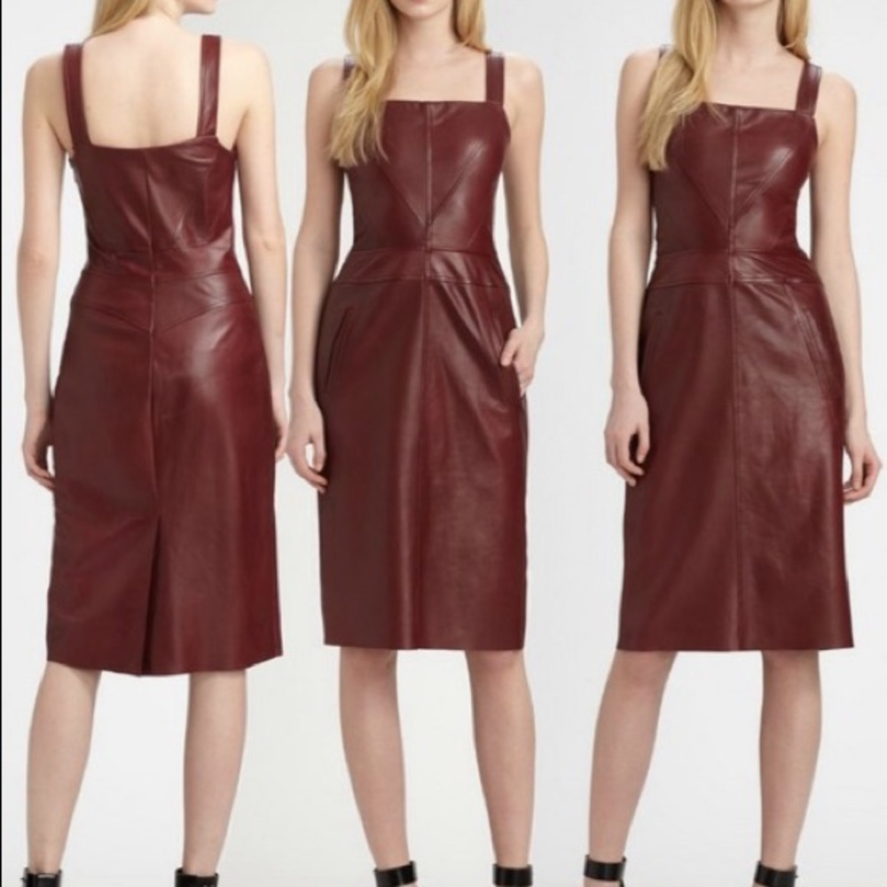 COPY - Derek Lam 10 Crosby Leather Dress in Burgundy
